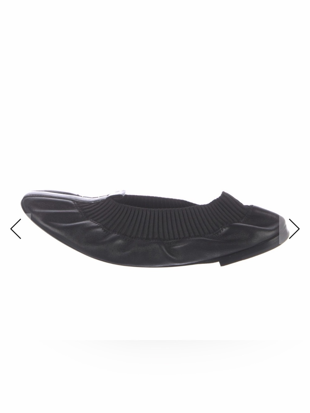 Toteme Black Leather Ballet Flat with Knit Collar size 40